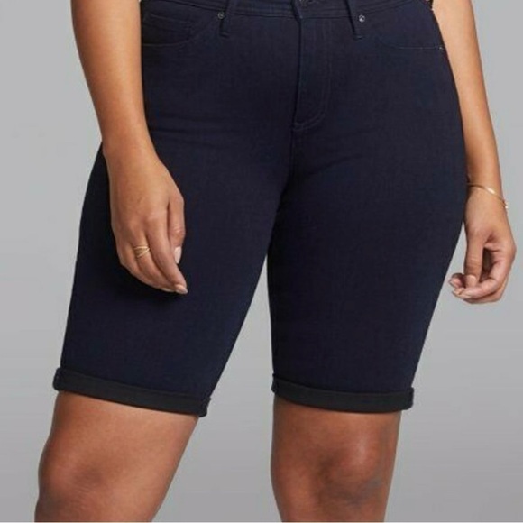 NYDJ Curves 360 Bowen Navy Shorts Rolled Hem Stretch - Picture 1 of 6